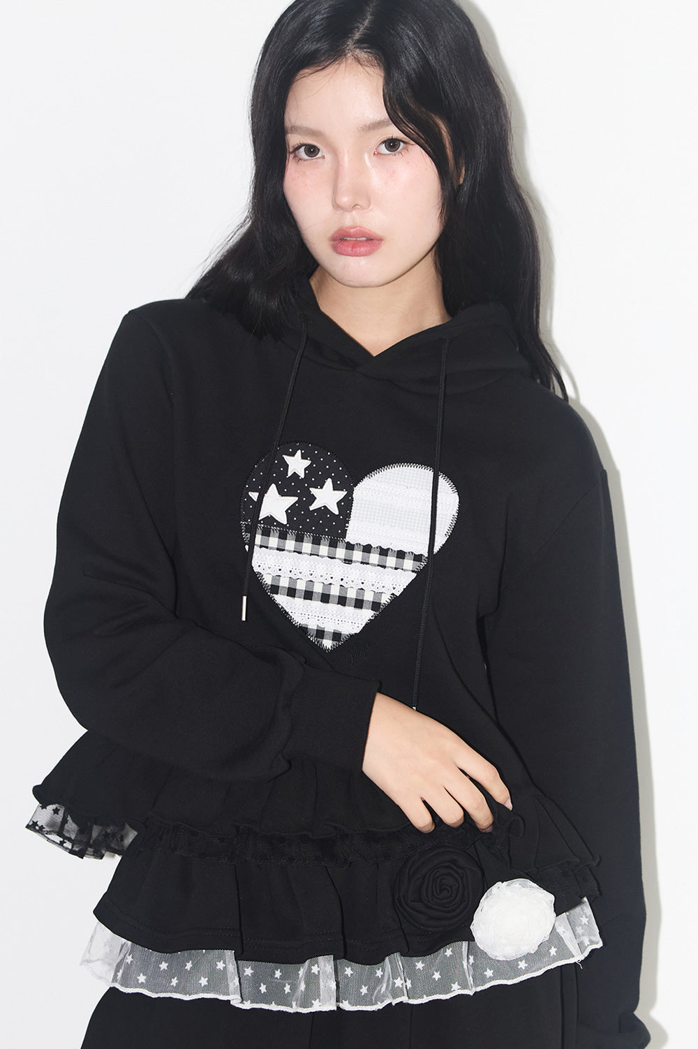 Tiny Lace Hoodie Black