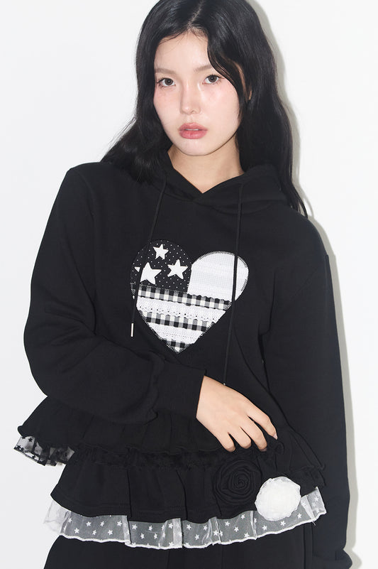 Tiny Lace Hoodie Black