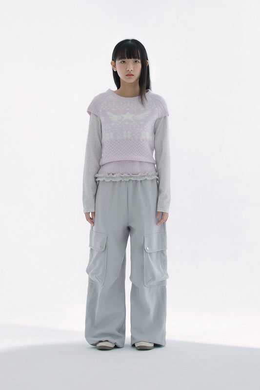 Big pocket lace cargo pants (Gray)