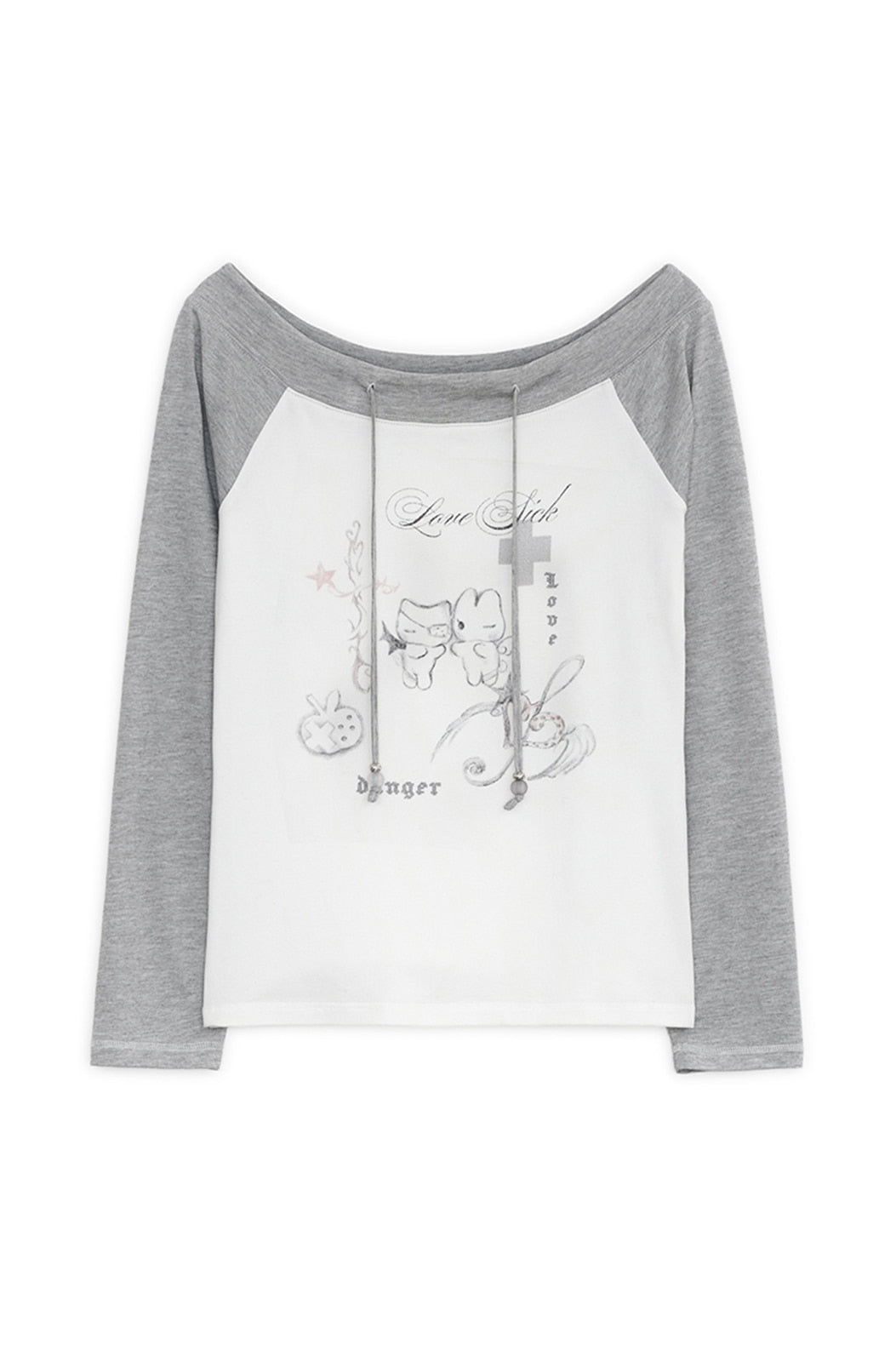 Love sick drawing off-shouler top (Ivory)