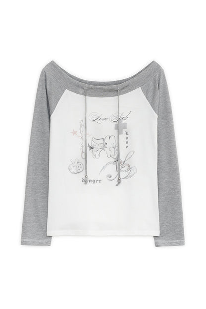 Love sick drawing off-shouler top (Ivory)