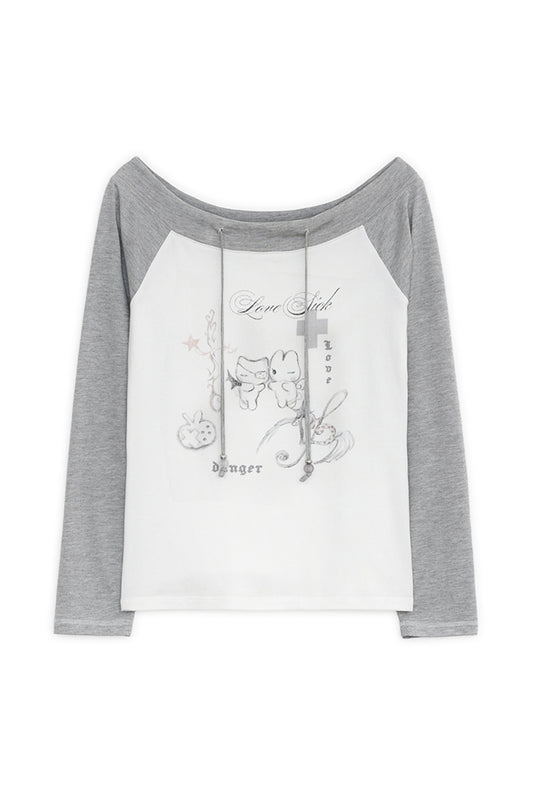 Love sick drawing off-shouler top (Ivory)
