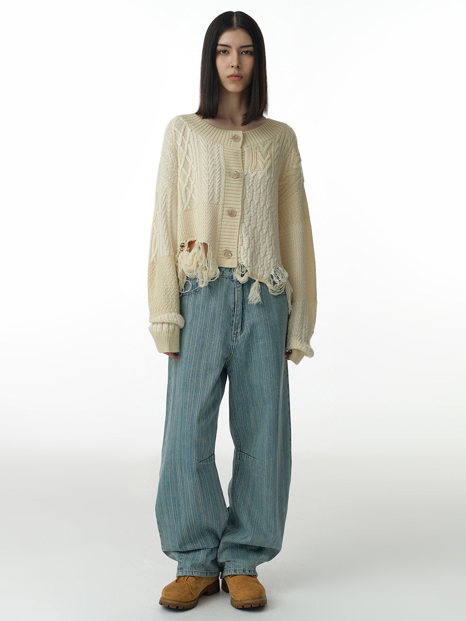 Stripe Balloon Jeans [Fade Blue]