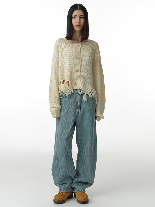 Stripe Balloon Jeans [Fade Blue]