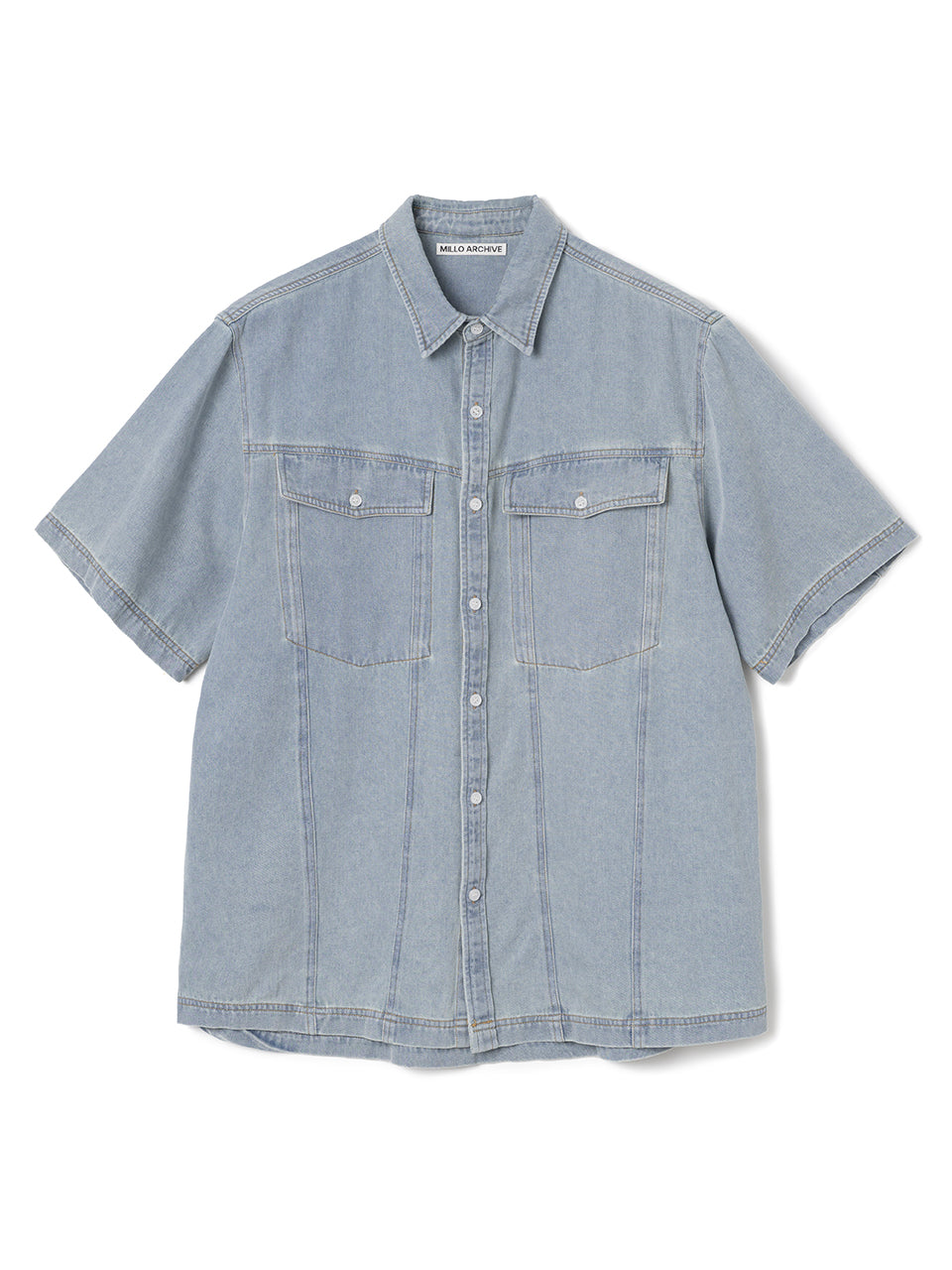 Two Pocket Denim Half Shirts [Light Blue]