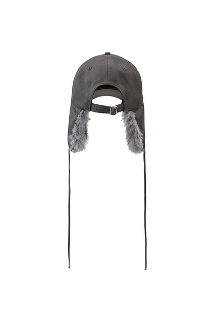 Fluffy Earflap Cap Charcoal