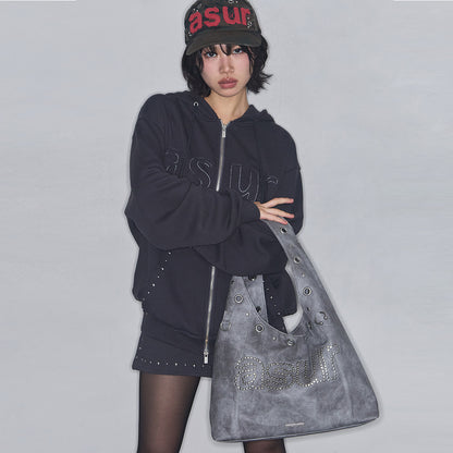 Crash Eyelet Shoulder Bag / Charcoal