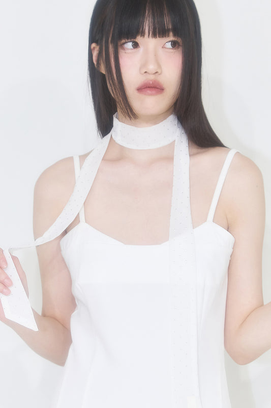 Dot Layered Scarf White