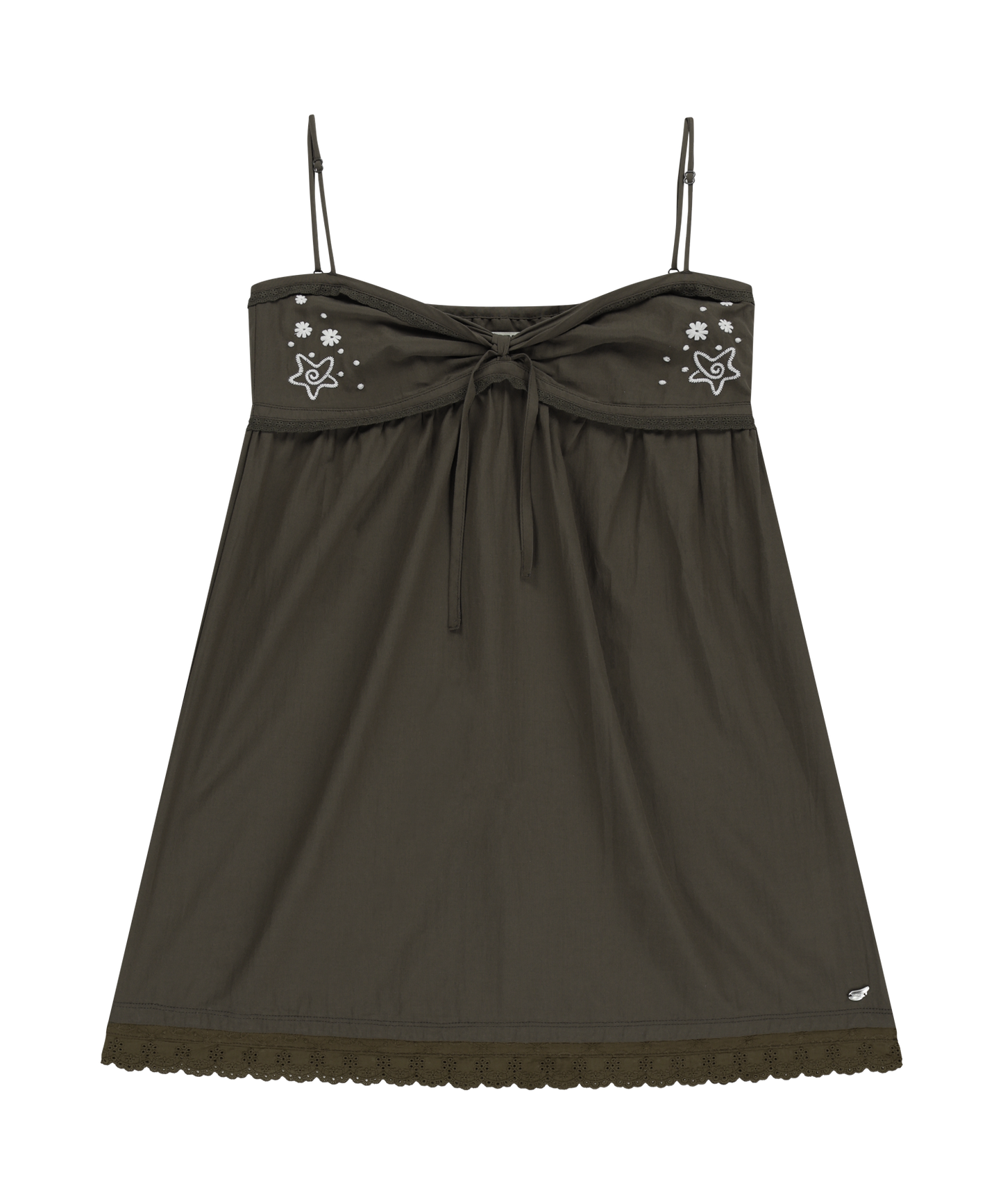 SOLAR STITCH MINI DRESS BROWN