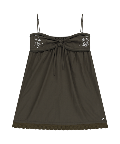 SOLAR STITCH MINI DRESS BROWN