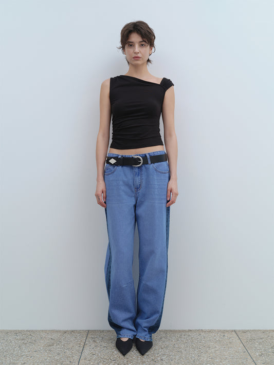 Washed Relaxed Balloon Jeans [Blue]