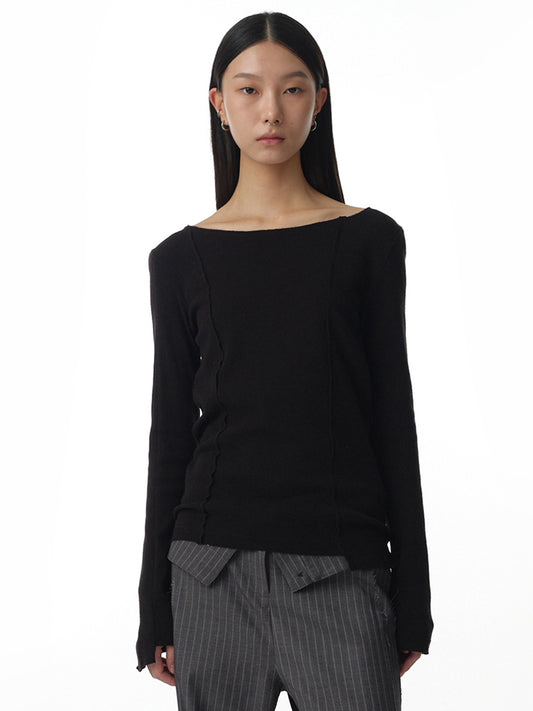 Cut Off Incision T-Shirt [Black]