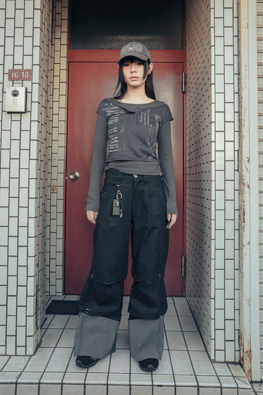 Fallen angel layered top (Charcoal)