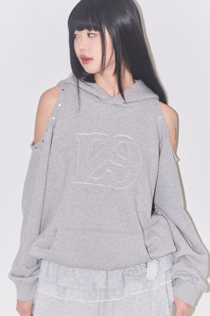129 Cutout Overfit Hoodie / Melange