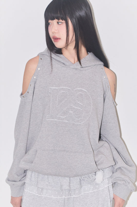 129 Cutout Overfit Hoodie / Melange