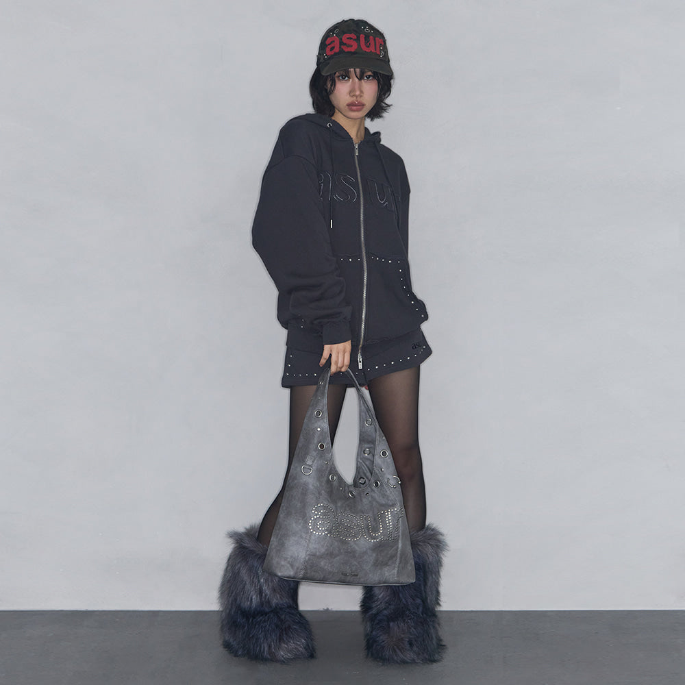 Crash Eyelet Shoulder Bag / Charcoal