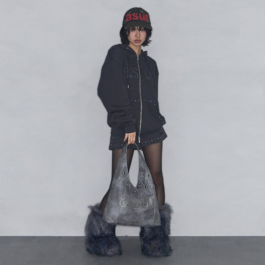 Crash Eyelet Shoulder Bag / Charcoal