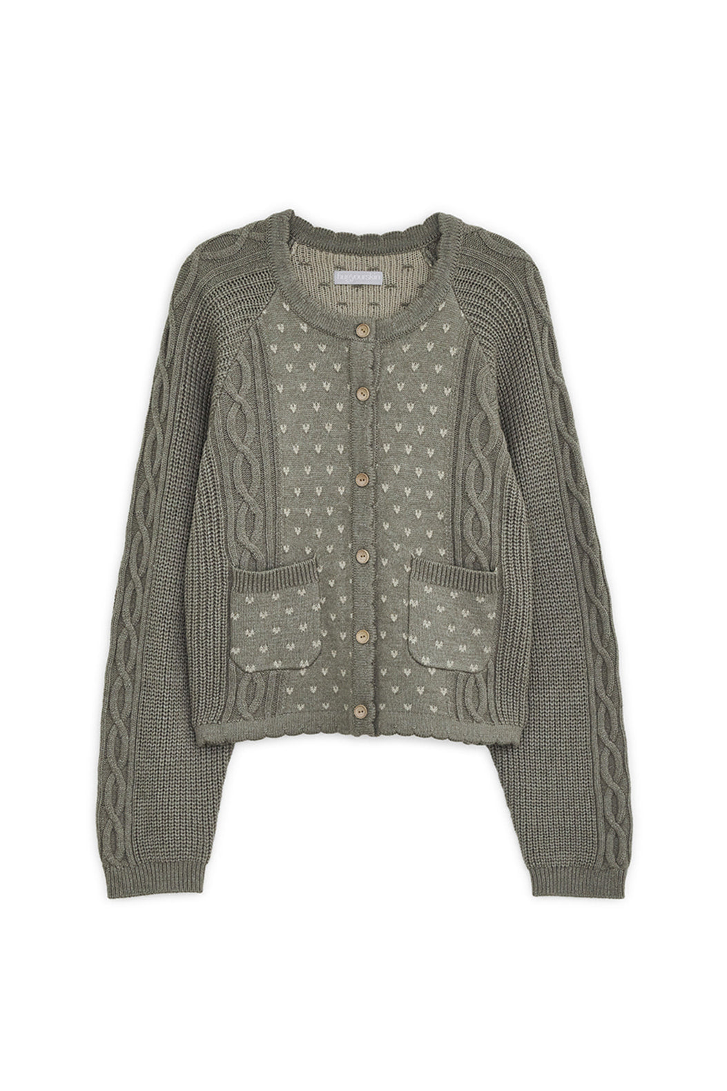 Vintage ruffle knit cardigan (Olive)