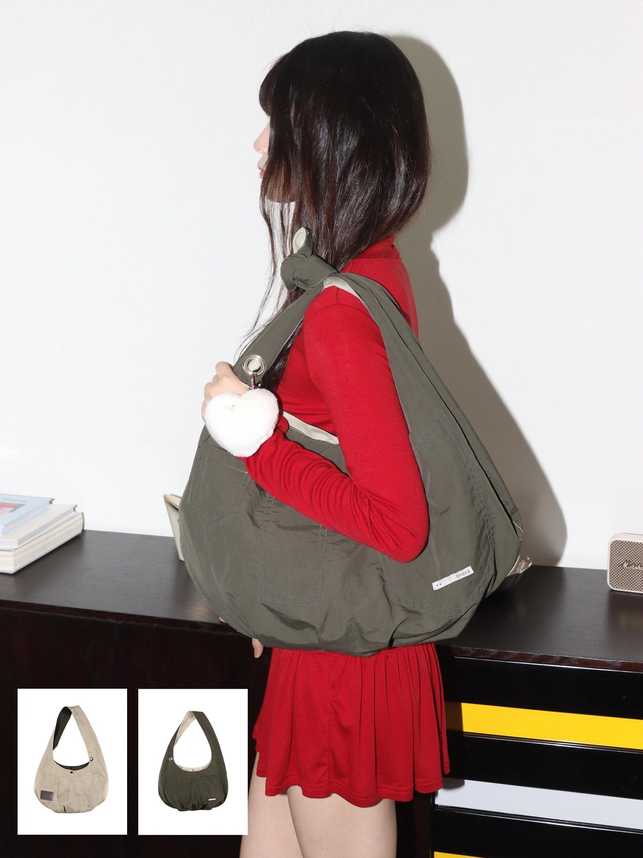 REVERSIBLE POCKET BAG (BEIGE &amp; KHAKI) 