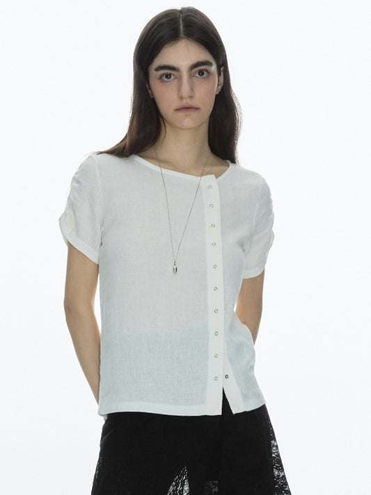 Linnen Button Top [White]