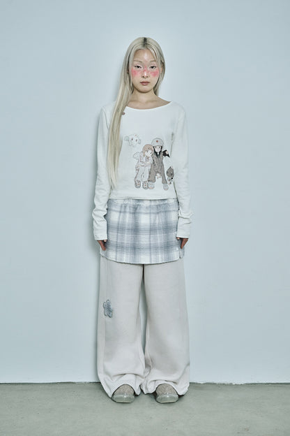 HUGYOURSKIN X JUBA printed button top (White)