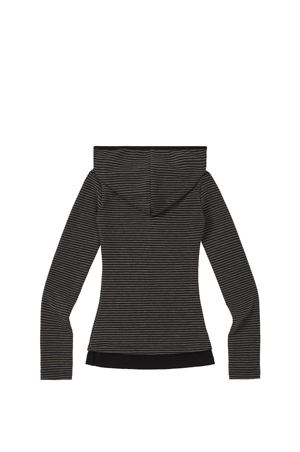 Layered Stripe Hoodie / Charcoal