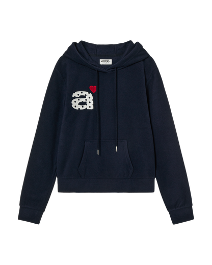 DOT SMALL LETTER FLEECE HOODIE [NAVY]