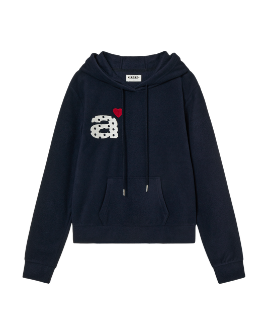 DOT SMALL LETTER FLEECE HOODIE [NAVY]