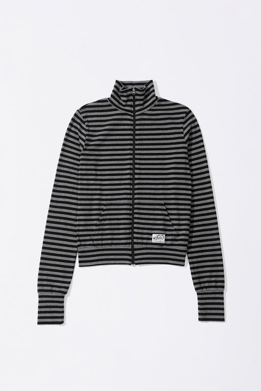Light Weight Striped Jersey Charcoal