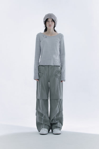 Star studed line pants (Gray)