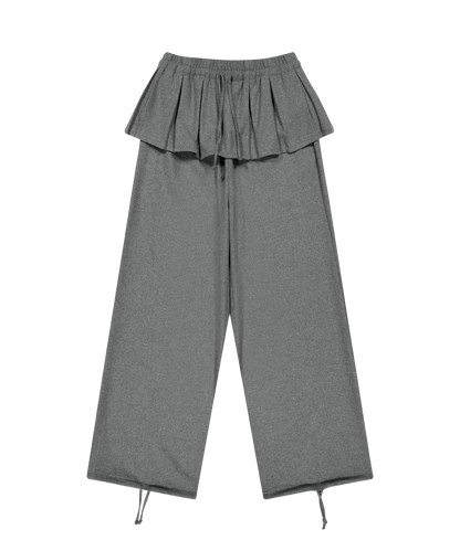 PLEATS OVER WOOL PANTS GREY