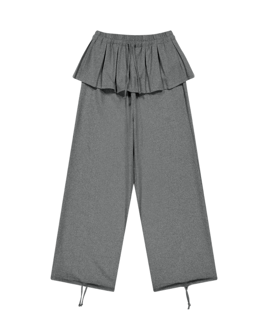 PLEATS OVER WOOL PANTS GREY