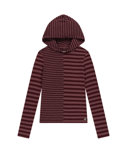 MIXED STRIPE HOODIE RED