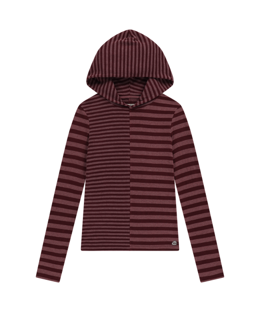 MIXED STRIPE HOODIE RED