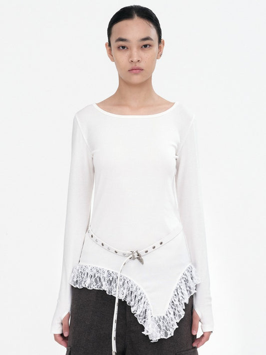 Ruffle Long Sleeve Top [Ivory]