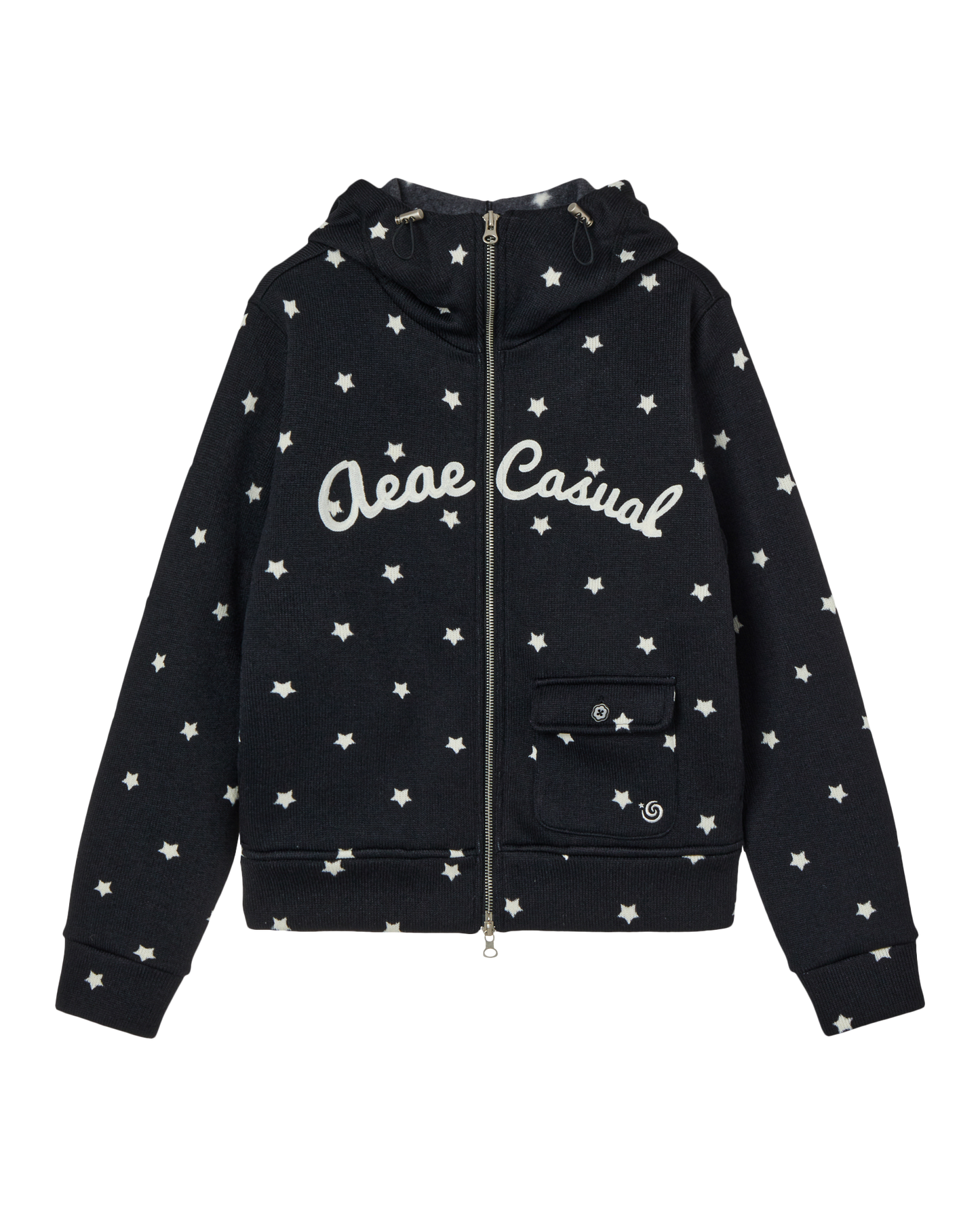 STAR HIGH NECK ZIP UP [BLACK]