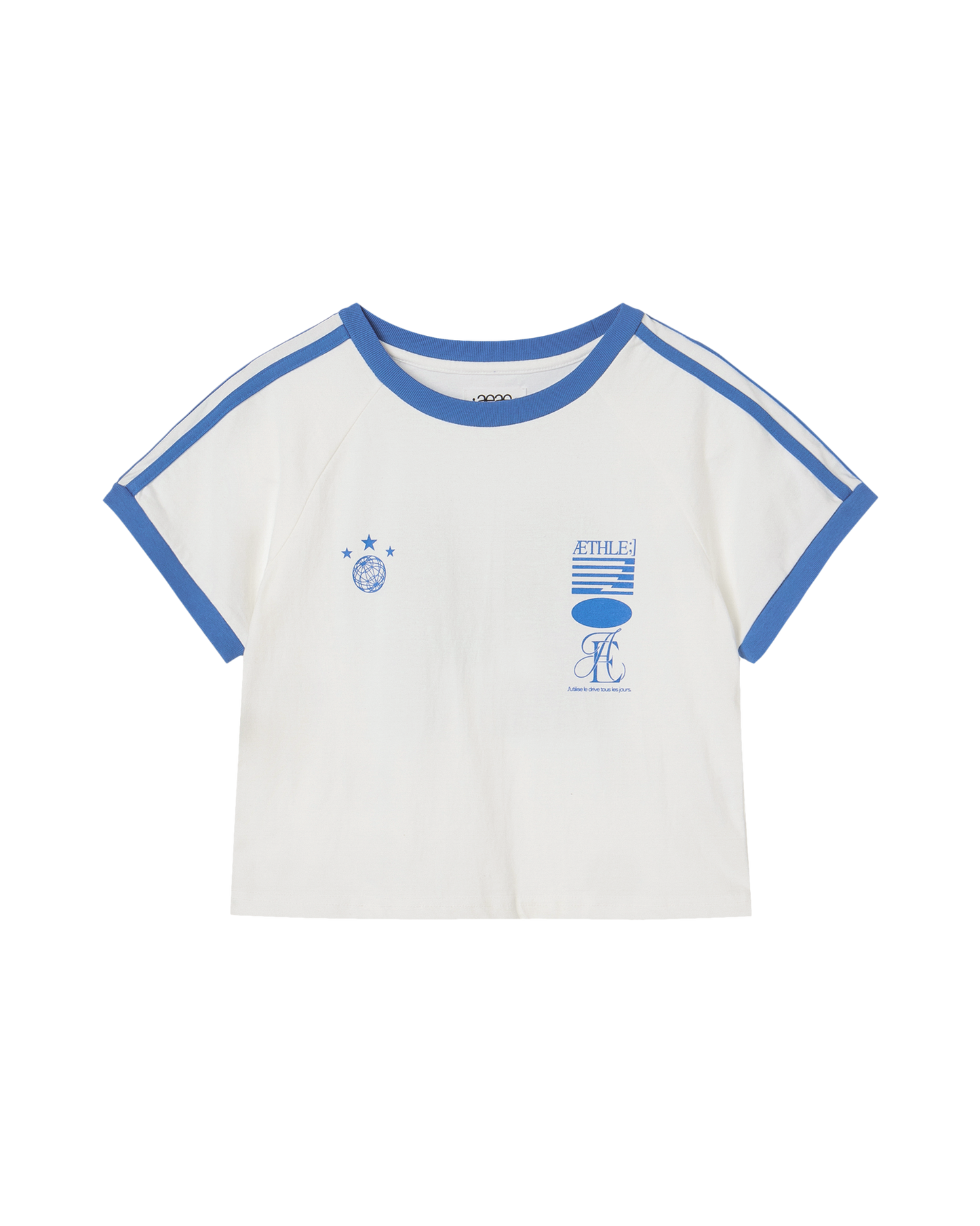 ATHLETE STRIPE HALF T-SHIRTS [WHITE]