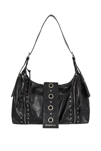 Leaf Eyelet Big Shoulder Back Black