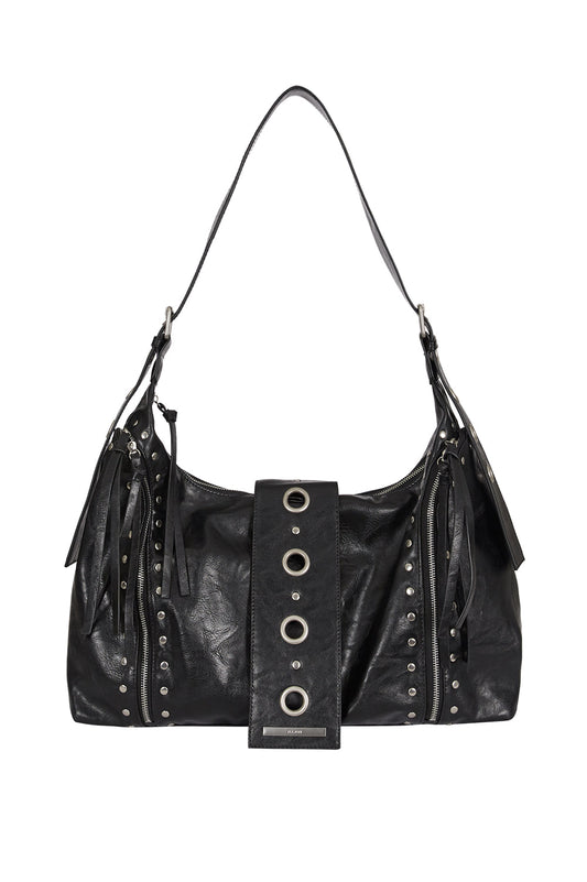 Leaf Eyelet Big Shoulder Back Black