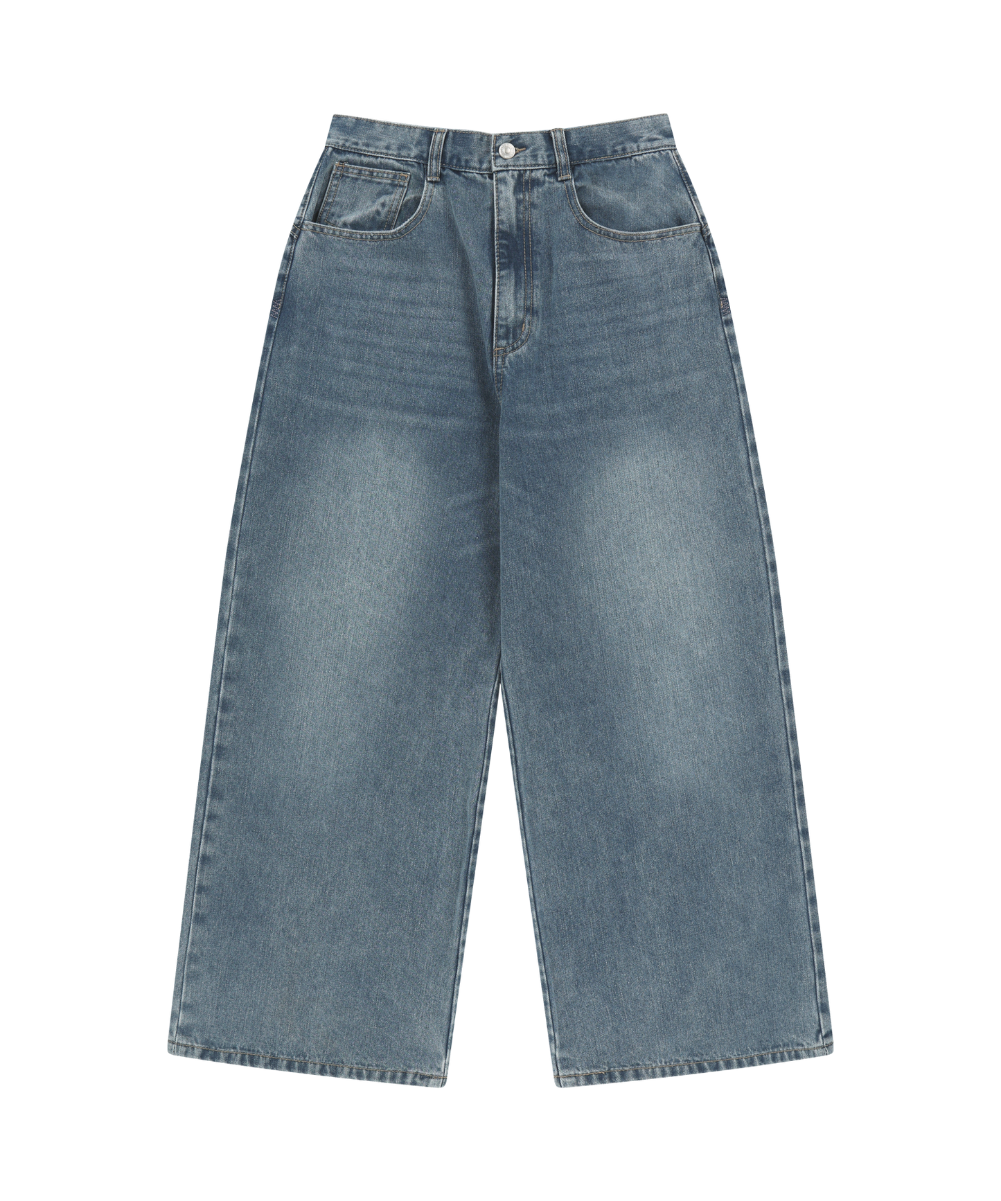 W STITCH DENIM PANTS BLUE 