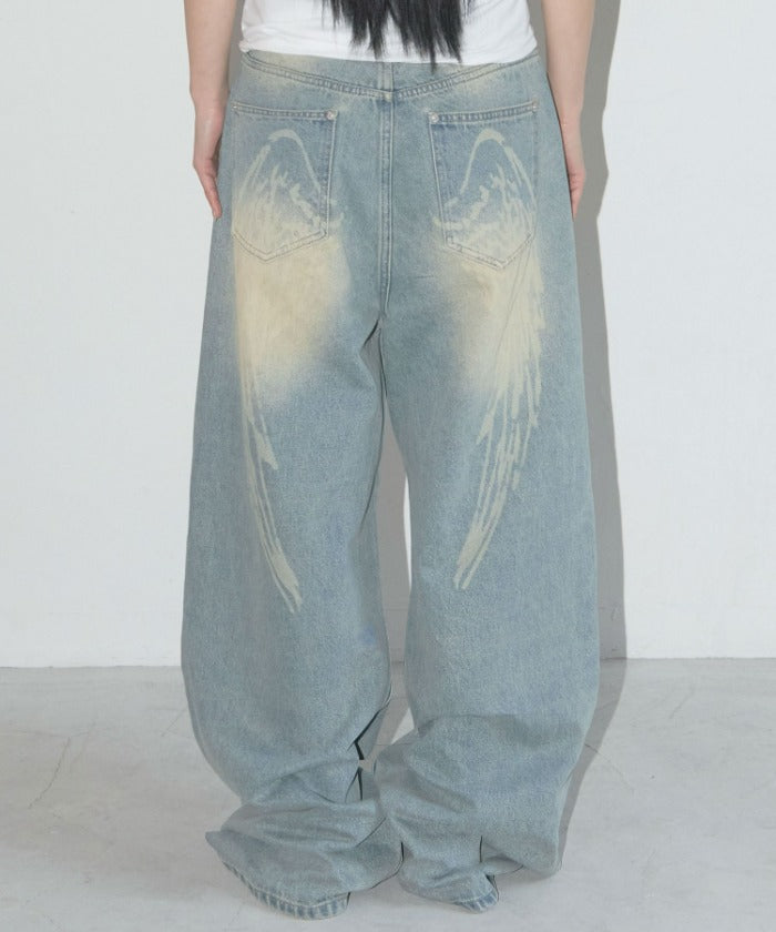 ANGEL VINTAGE WASHING PINTUCK PANTS (BLUE)