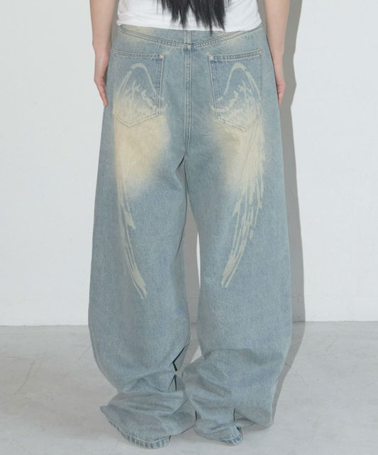 ANGEL VINTAGE WASHING PINTUCK PANTS (BLUE)