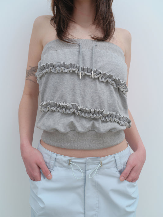 Jersey Frill Tube Top [Melange Gray]