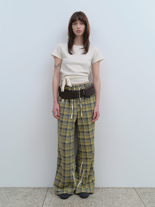 Curved Loose Track Pants [Yellow]