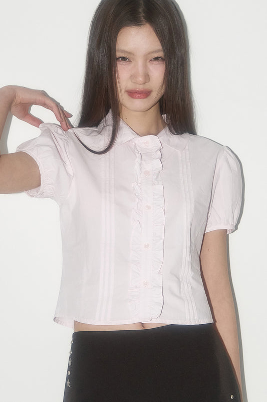 pintuck frill blouse Pink