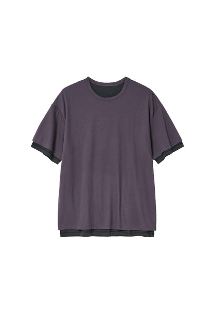 Two Face Stripe Tee 1/2 Purple Charcoal