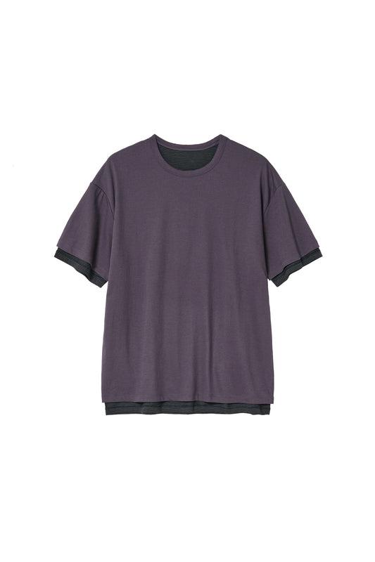 Two Face Stripe Tee 1/2 Purple Charcoal