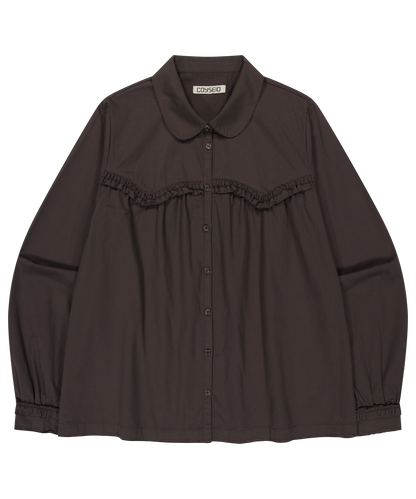 ROUGH CUT FRILL SHIRT BROWN