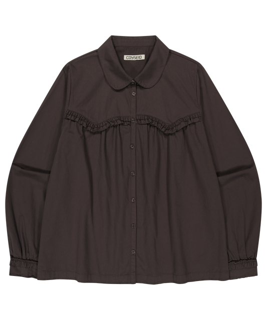 ROUGH CUT FRILL SHIRT BROWN