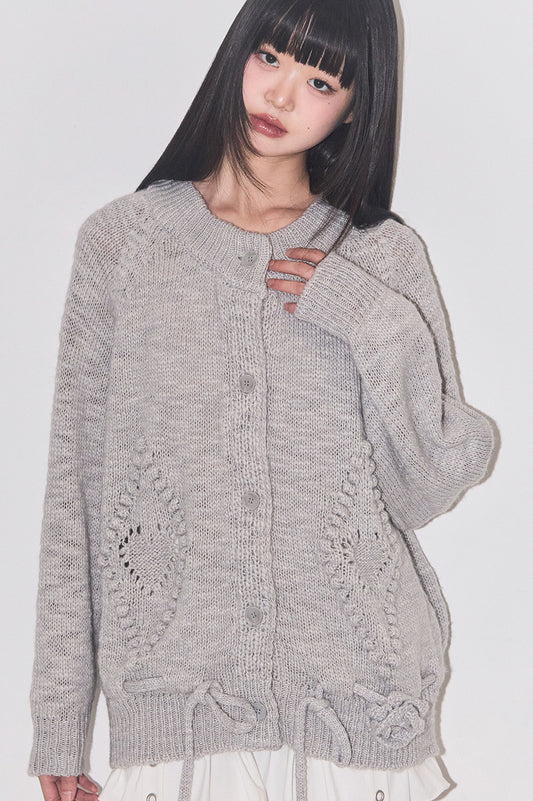 Fleur Diamond Cardigan Gray